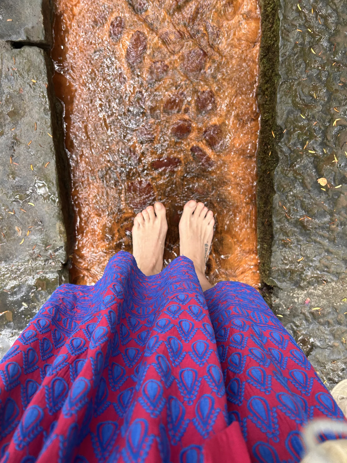 Pies descalzos en las aguas del Chalice Well